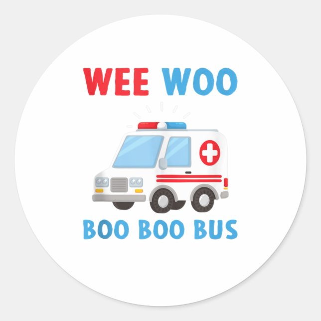 Wee Woo Boo Boo Bus Ambulance EMS EMT Parame Classic Round Sticker (Front)