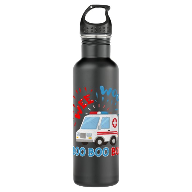 Wee Woo Boo Boo Bus Ambulance Funny EMS EMT Parame 710 Ml Water Bottle (Front)