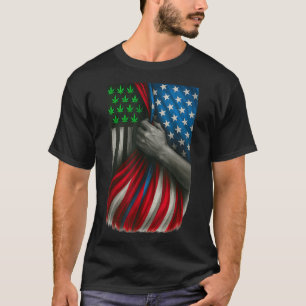 Weed American Flag 4th Of July Funny Weed Lover Pa T-Shirt