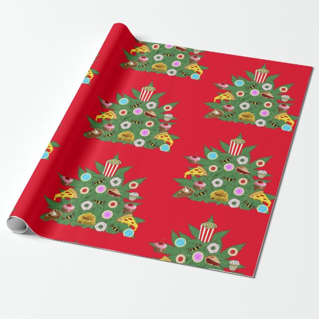 Weed Christmas Tree Personalised Wrapping Paper (Unrolled)