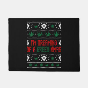Weed Green Ugly Christmas Sweater Xmas Doormat