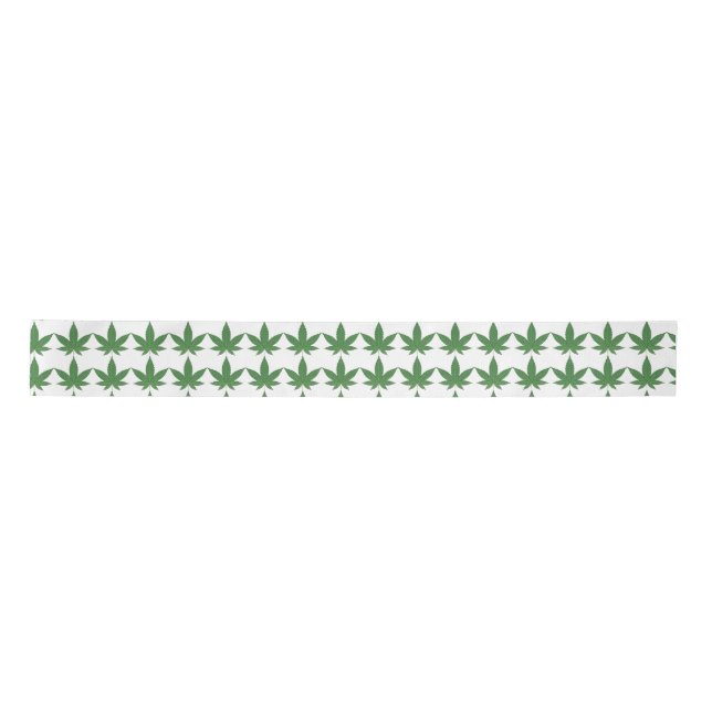 Weed Leaf Christmas Personalised Satin Ribbon (Front)