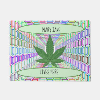 Weed Leaf Mary Jane Lives Here Doormat/Rug Doormat