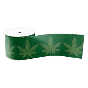 Weed Leaf Personalised Grosgrain Ribbon