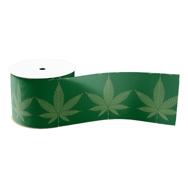 Weed Leaf Personalised Grosgrain Ribbon (Spool)