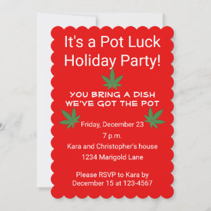 Weed Leaf Pot Luck Personalised Invitation