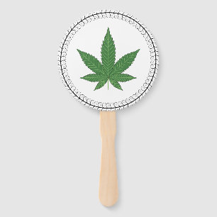 Weed Leaf Tree Swirl Trim Personalised Hand Fan