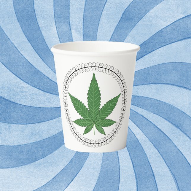 Weed Leaf Tree Swirl Trim Personalised Paper Cups (Creator Uploaded)