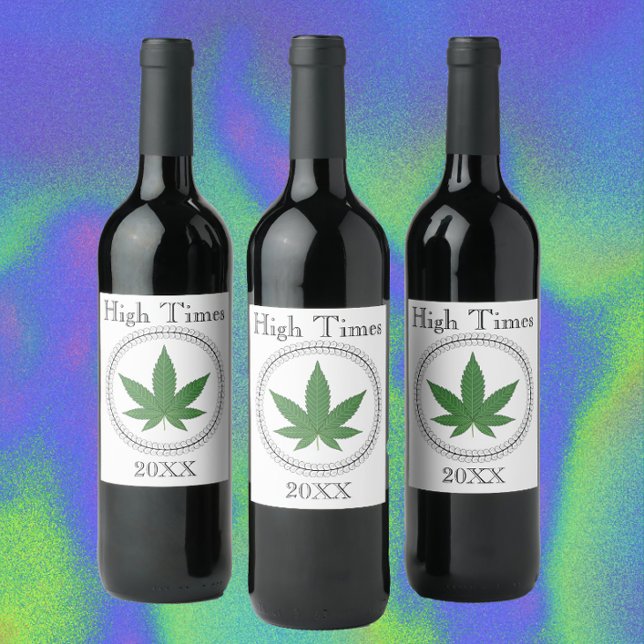 Weed Leaf Tree Swirl Trim Personalised Wine Label (Creator Uploaded)