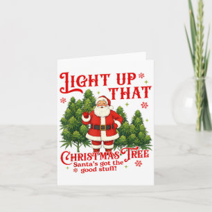 Weed Lover Smoking Light Up Christmas Tree  Card