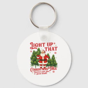 Weed Lover Smoking Light Up Christmas Tree Key Ring