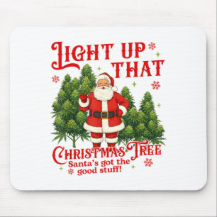 Weed Lover Smoking Light Up Christmas Tree Mouse Pad
