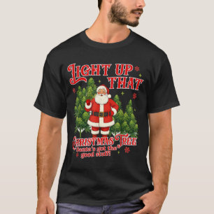 Weed Lover Smoking Light Up Christmas Tree T-Shirt