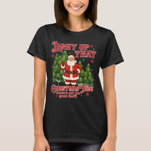 Weed Lover Smoking Light Up Christmas Tree  T-Shirt