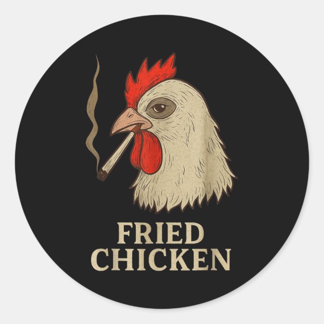 Weed Meme Funny Fried Chicken Smoking  Classic Round Sticker (Front)