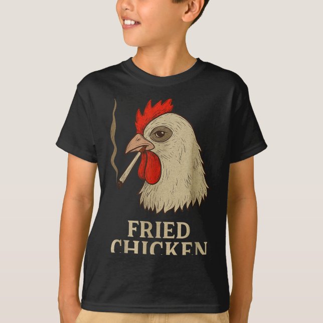 Weed Meme Funny Fried Chicken Smoking  T-Shirt (Front)