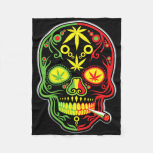 Weed Skull Stoner Mexican Cinco De Mayo  Fleece Blanket