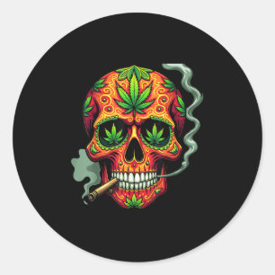 Weed Sugar Skull Mexico Cinco De Mayo  Classic Round Sticker