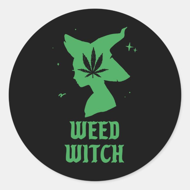 Weed Witch Funny Spooky Vibes Halloween Costume  Classic Round Sticker (Front)