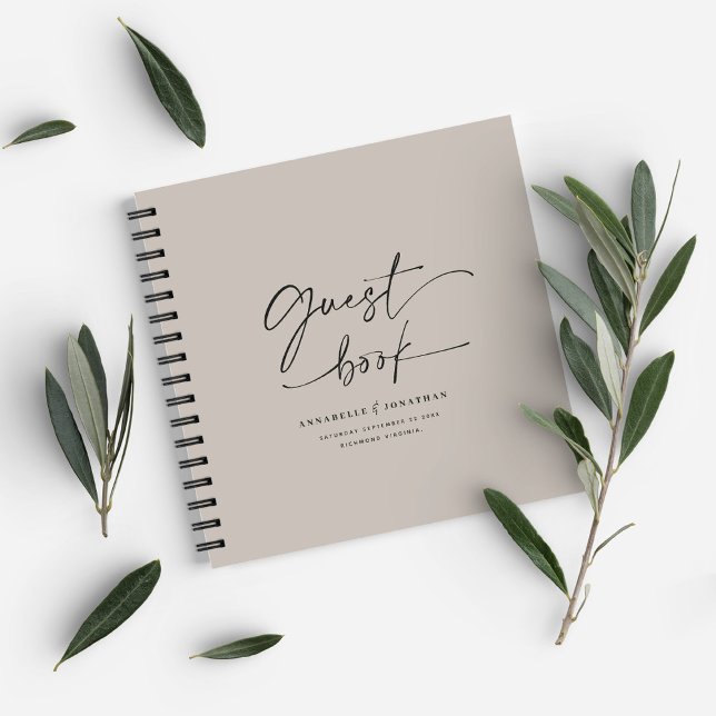 Weeding guest book grey beige minimal modern (Creator Uploaded)