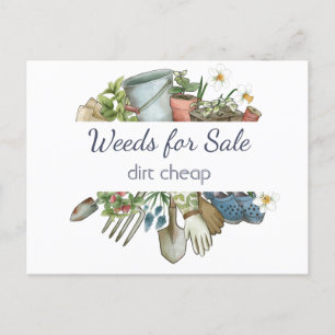 Weeds for Sale Dirt Cheap Fun Gardening Postcard