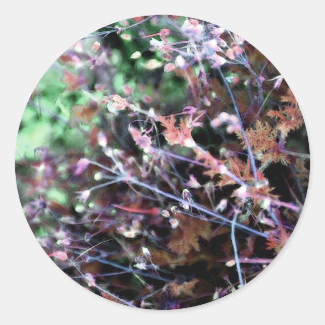 Weeds in Red and Green Classic Round Sticker (Front)