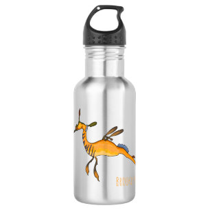 Weedy seadragon cartoon illustration 532 ml water bottle