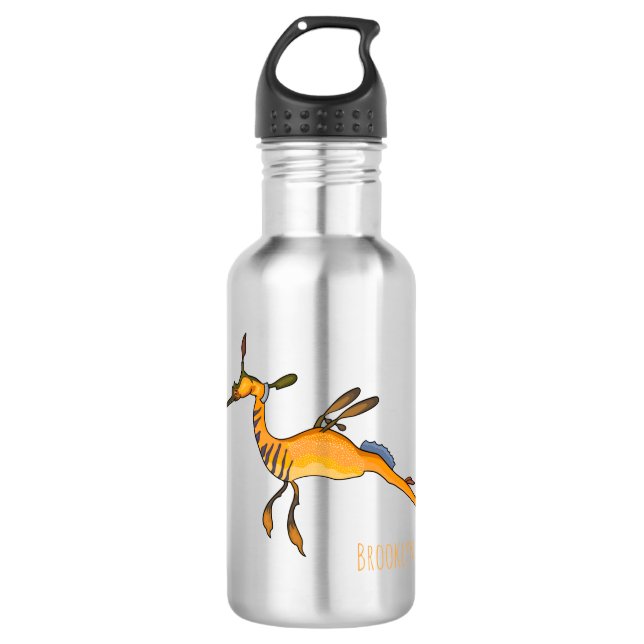 Weedy seadragon cartoon illustration  532 ml water bottle (Front)