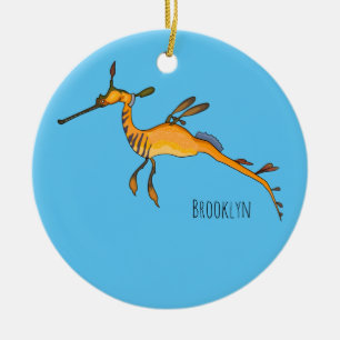 Weedy seadragon cartoon illustration ceramic tree decoration
