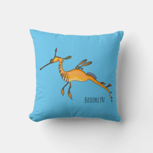 Weedy seadragon cartoon illustration cushion
