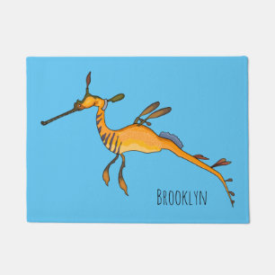 Weedy seadragon cartoon illustration  doormat