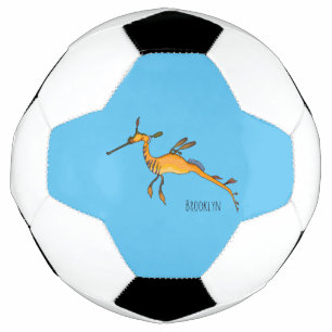 Weedy seadragon cartoon illustration  soccer ball