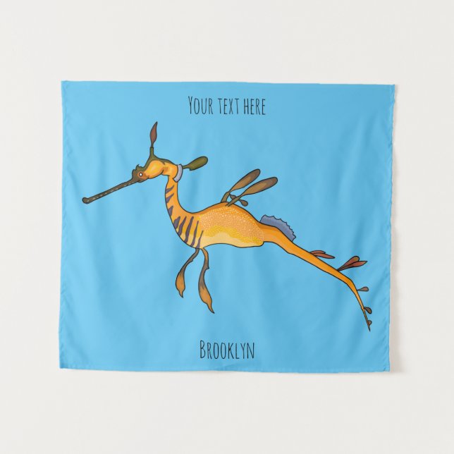 Weedy seadragon cartoon illustration tapestry (Front (Horizontal))