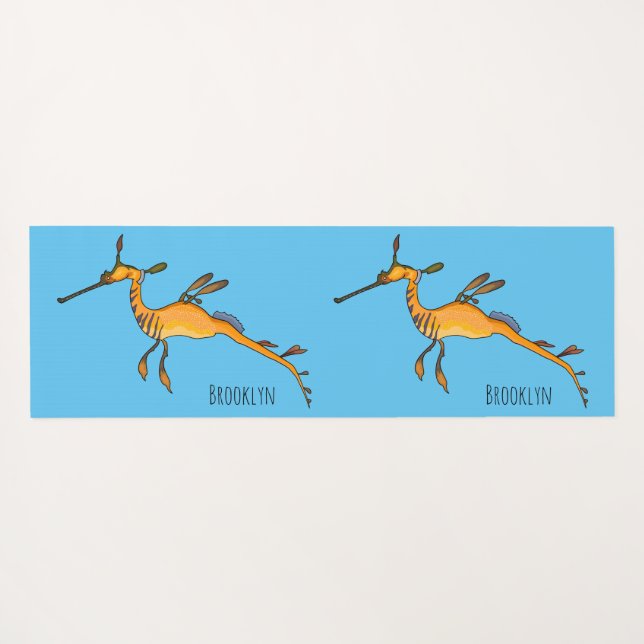 Weedy seadragon cartoon illustration  yoga mat (Back (Horizontal))