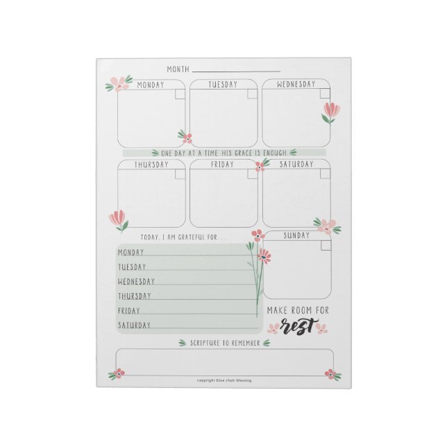 Week at a glance planner notepad (Rotated)