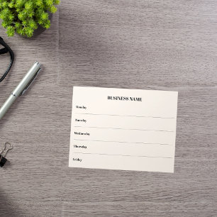 Week calendar beige business name notepad