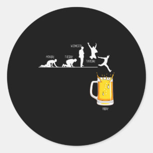 Week Friday Weekend Beer Alcohol Party Vacation Pu Classic Round Sticker