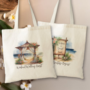 Weekend Beach Wedding Personalised Welcome Tote Bag