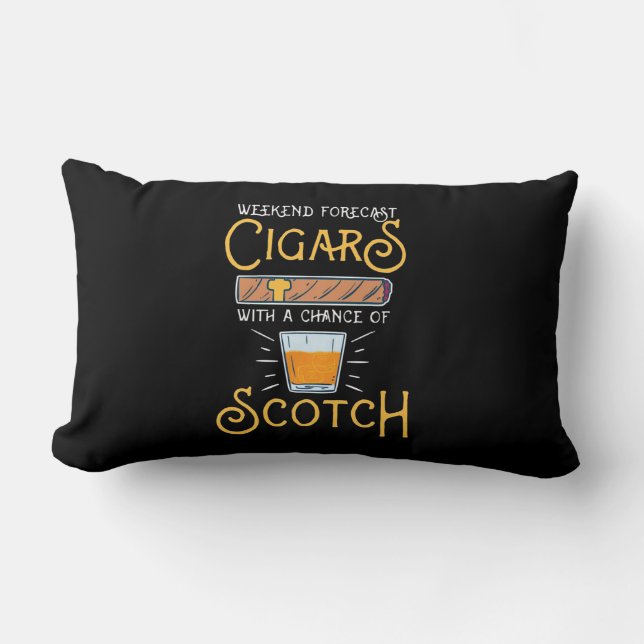 Weekend Cigars With A Chance Of Scotch Lumbar Cushion (Front)