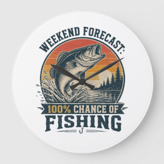 Weekend Forecast: 100% Chance of Fishing – Vintage Large Clock