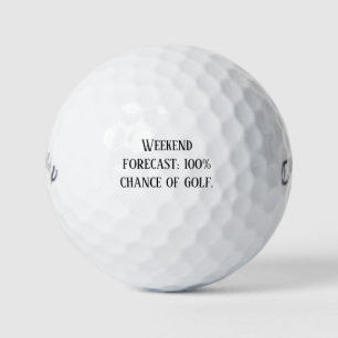'Weekend Forecast: 100% Chance of Golf' Funny Golf Balls