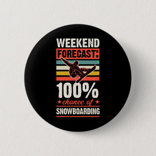 Weekend Forecast 100 Percent Chance Of Snowboardin 6 Cm Round Badge