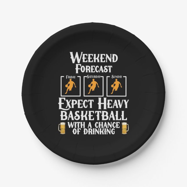 Weekend Forecast Basketball And Beer Paper Plate (Front)