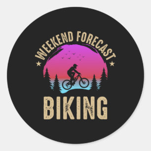 Weekend Forecast Biking Mountain Biking Classic Round Sticker