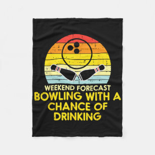 Weekend Forecast Bowling Sunset Retro Bowler Dad M Fleece Blanket