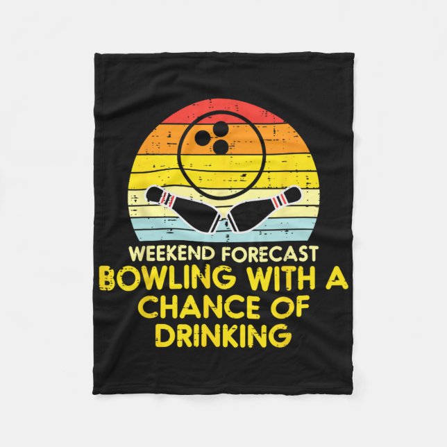 Weekend Forecast Bowling Sunset Retro Bowler Dad M Fleece Blanket (Front)