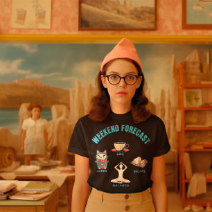 Weekend Forecast Cats, Coffee, Books, Yoga T-Shirt