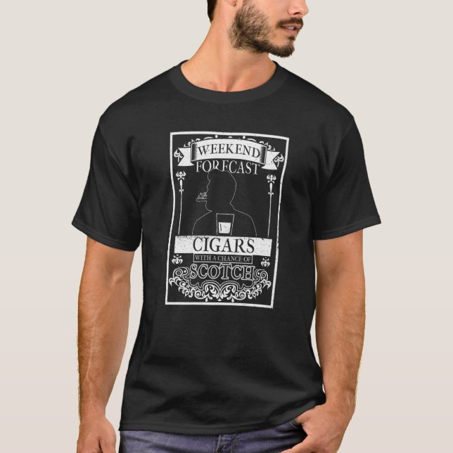Weekend Forecast Cigars And Scotch Whiskey Bourbon T-Shirt (Front)