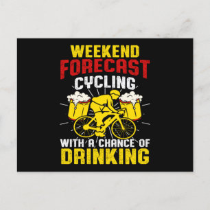 Weekend Forecast Cycling Beer Drinking Bicycle Postcard
