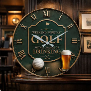 Weekend Forecast Golf with a Chance of Drinking Large Clock